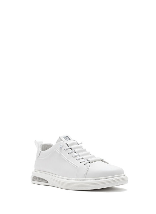 Erkek Beyaz Bağcıklı Deri Sneaker 25SFD692418 - Görsel 7
