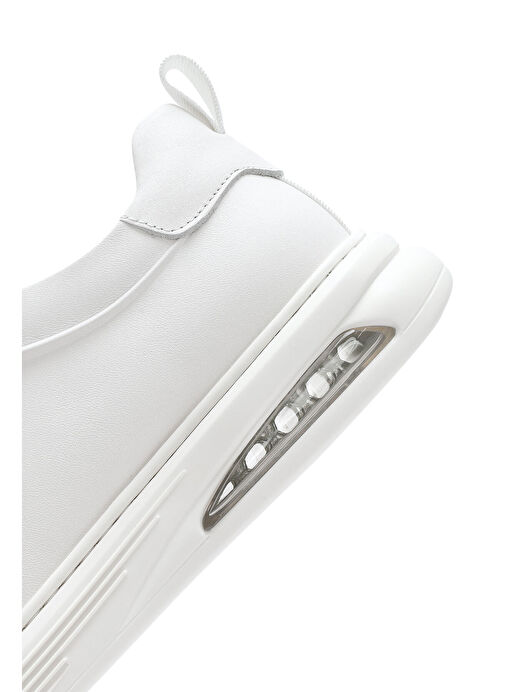 Erkek Beyaz Bağcıklı Deri Sneaker 25SFD692418 - Görsel 9