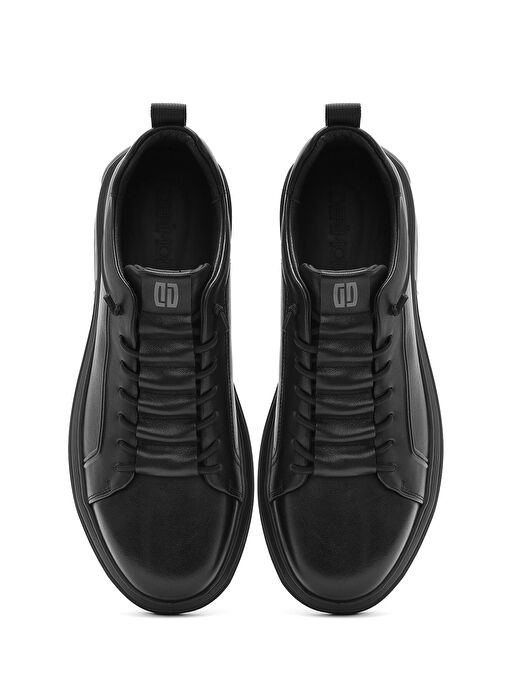 Erkek Siyah Bağcıklı Deri Sneaker 25SFD692418 - Görsel 8