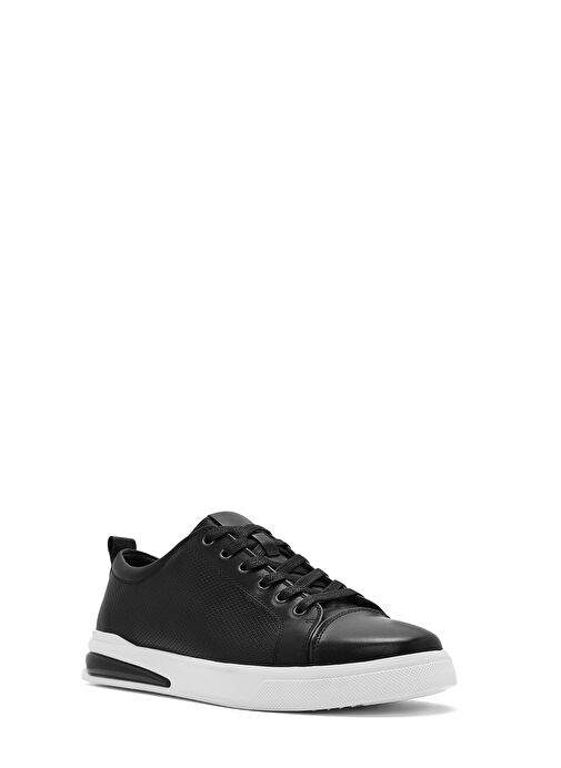 Erkek Siyah Bağcıklı Deri Sneaker 25SFD692518 - Görsel 7