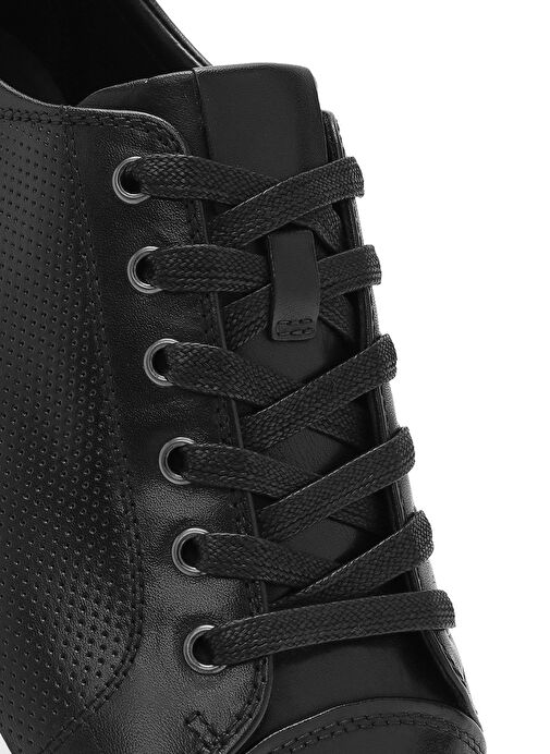 Erkek Siyah Bağcıklı Deri Sneaker 25SFD692518 - Görsel 9
