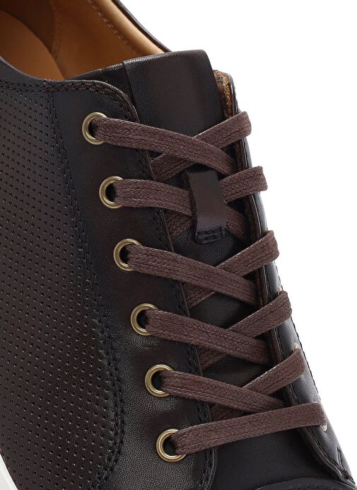 Erkek Kahverengi Bağcıklı Deri Sneaker 25SFD692518 - Görsel 9