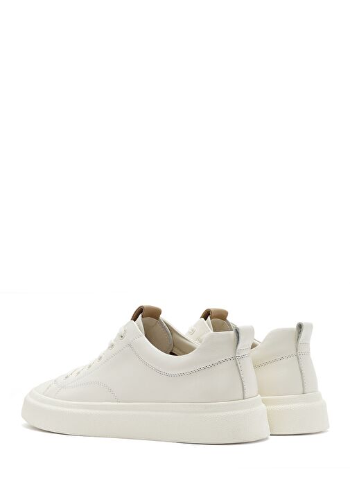 Erkek Beyaz Bağcıklı Deri Sneaker 25SFD692718 - Görsel 6