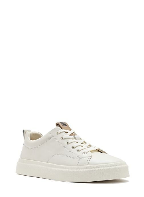 Erkek Beyaz Bağcıklı Deri Sneaker 25SFD692718 - Görsel 7