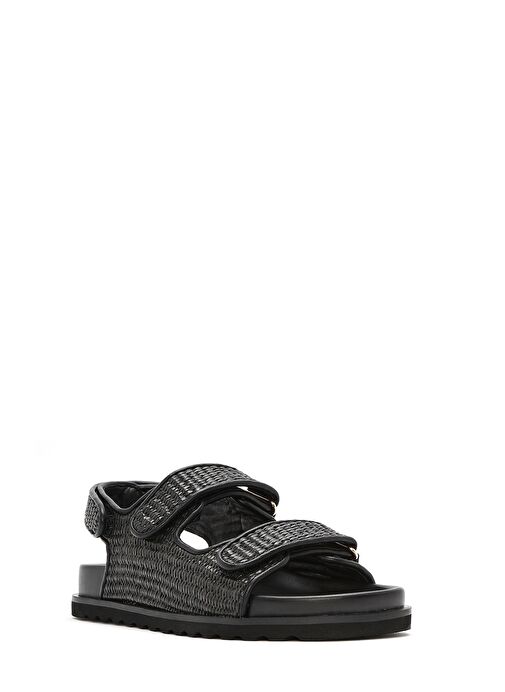 Kadın Siyah Bantlı Hasır Sandalet 25SFD4423M7 - Görsel 7