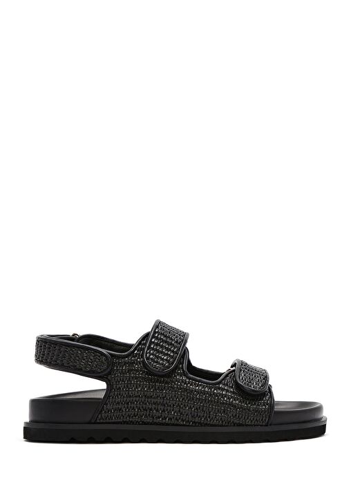 Kadın Siyah Bantlı Hasır Sandalet 25SFD4423M7 - Görsel 2