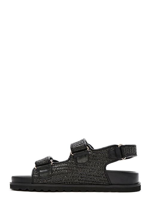 Kadın Siyah Bantlı Hasır Sandalet 25SFD4423M7 - Görsel 3