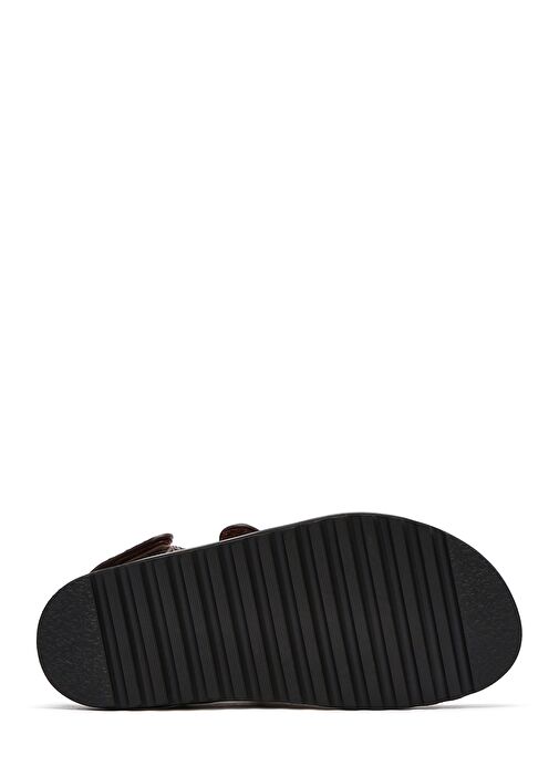 Kadın Kahverengi Bantlı Hasır Sandalet 25SFD4423M7 - Görsel 5