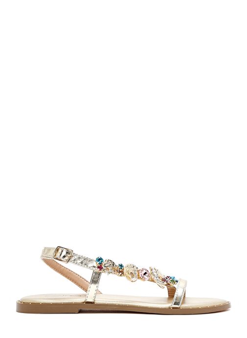 Kadın Altın Bilekten Tokalı Taşlı Sandalet 25SFD441714 - Görsel 2