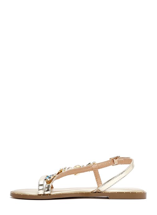 Kadın Altın Bilekten Tokalı Taşlı Sandalet 25SFD441714 - Görsel 3