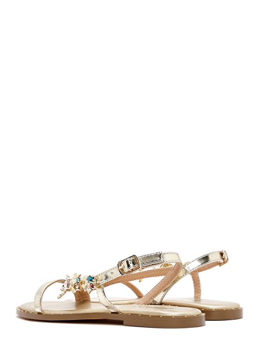 Kadın Altın Bilekten Tokalı Taşlı Sandalet 25SFD441714 - Görsel 6