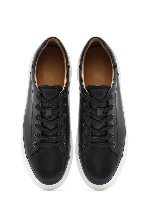 Erkek Siyah Bağcıklı Deri Sneaker 25SFD693018 - Görsel 8