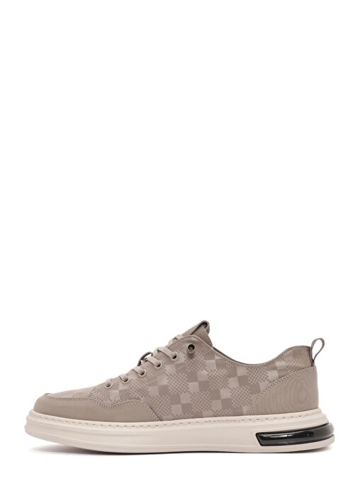 Erkek Bej Bağcıklı Desenli Kumaş Sneaker 25SFD69326F - Görsel 3