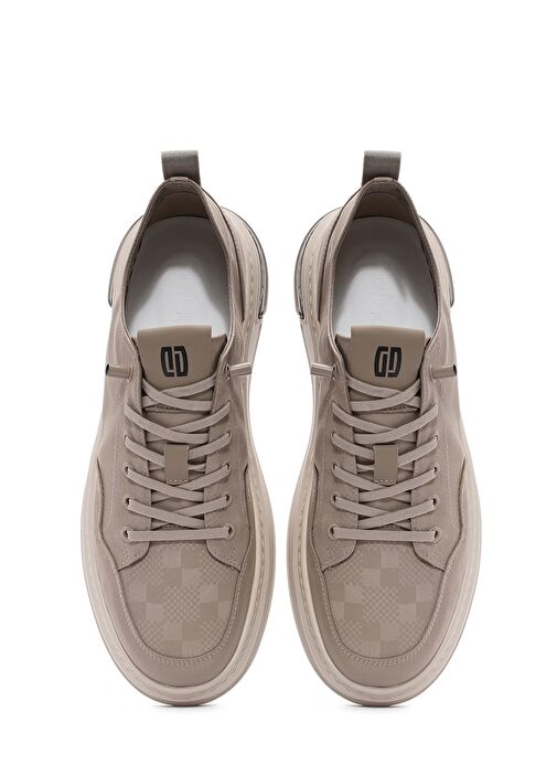 Erkek Bej Bağcıklı Desenli Kumaş Sneaker 25SFD69326F - Görsel 8