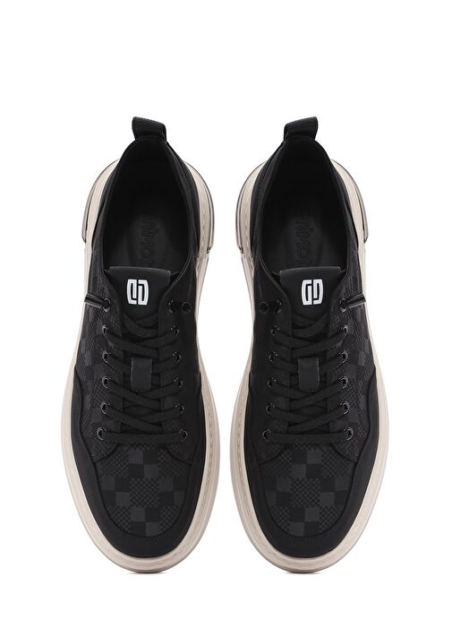 Erkek Siyah Bağcıklı Desenli Kumaş Sneaker 25SFD69326F - Görsel 8