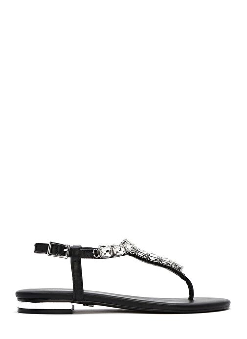 Kadın Siyah Taşlı Parmak Arası Sandalet 25SFD441814 - Görsel 2