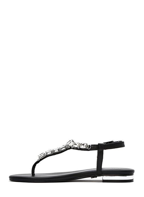 Kadın Siyah Taşlı Parmak Arası Sandalet 25SFD441814 - Görsel 3