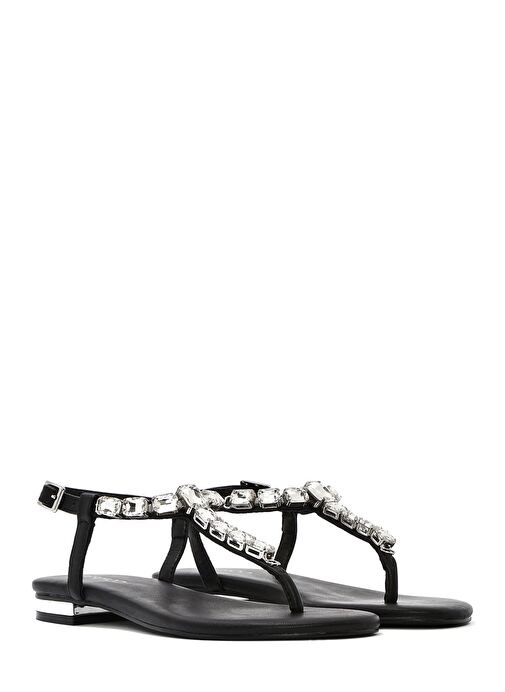 Kadın Siyah Taşlı Parmak Arası Sandalet 25SFD441814 - Görsel 4