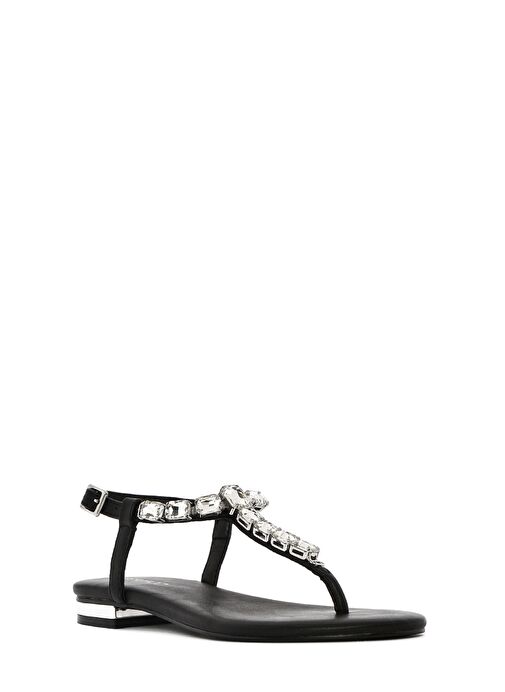 Kadın Siyah Taşlı Parmak Arası Sandalet 25SFD441814 - Görsel 7
