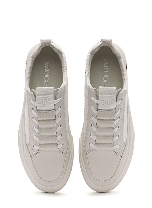 Erkek Beyaz Bağcıklı Deri Sneaker 25SFD693414 - Görsel 8