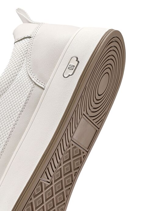 Erkek Beyaz Bağcıklı Deri Sneaker 25SFD693414 - Görsel 9