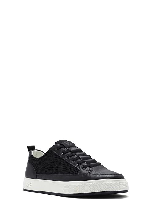 Erkek Siyah Bağcıklı Deri Sneaker 25SFD693414 - Görsel 7