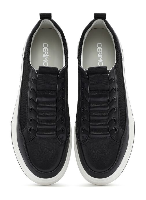 Erkek Siyah Bağcıklı Deri Sneaker 25SFD693414 - Görsel 8