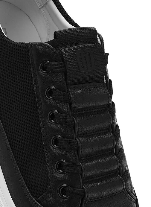 Erkek Siyah Bağcıklı Deri Sneaker 25SFD693414 - Görsel 9