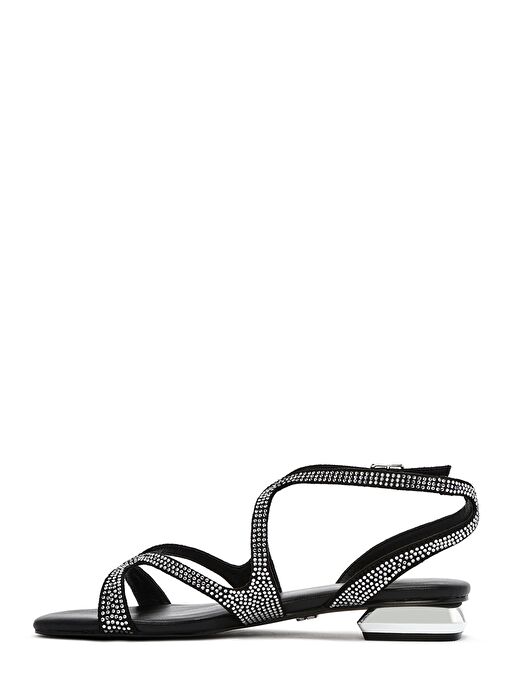 Kadın Siyah Taşlı Tokalı Sandalet 25SFD4420TS - Görsel 3