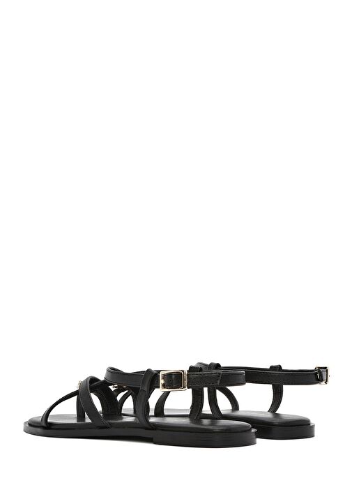 Kadın Siyah Tokalı Parmak Arası Sandalet 25SFD442218 - Görsel 6