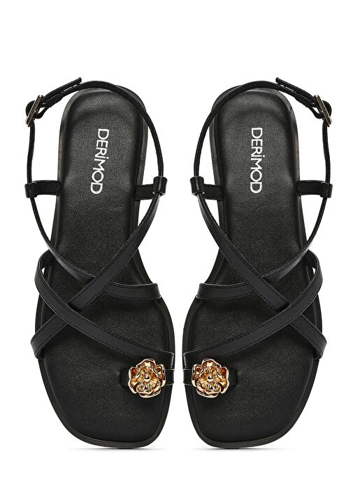 Kadın Siyah Tokalı Parmak Arası Sandalet 25SFD442218 - Görsel 8