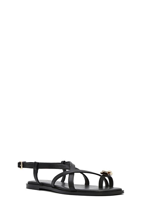 Kadın Siyah Tokalı Parmak Arası Sandalet 25SFD442218 - Görsel 7