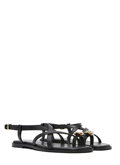 Kadın Siyah Tokalı Parmak Arası Sandalet 25SFD442218 - Görsel 4