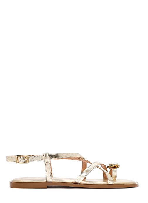 Kadın Altın Parmak Arası Metalik Sandalet 25SFD442232 - Görsel 2