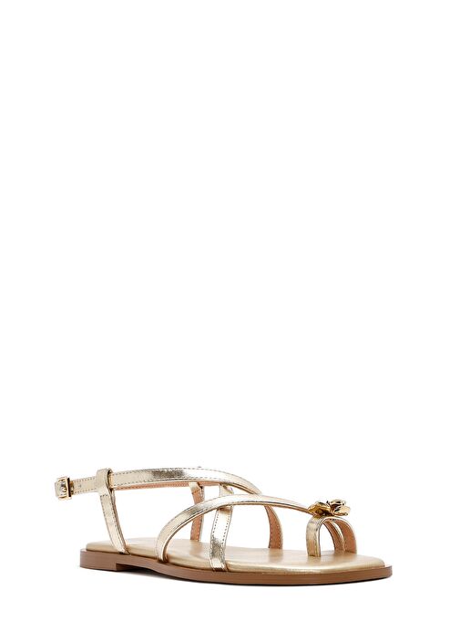 Kadın Altın Parmak Arası Metalik Sandalet 25SFD442232 - Görsel 7
