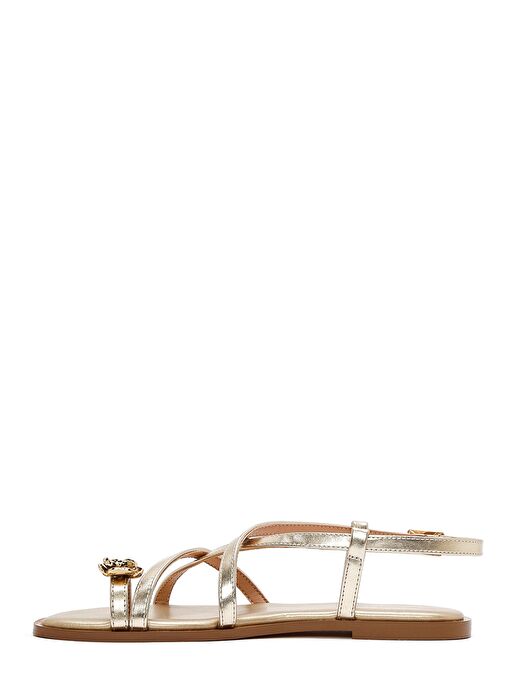 Kadın Altın Parmak Arası Metalik Sandalet 25SFD442232 - Görsel 3