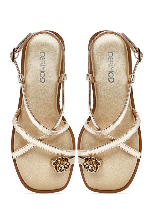 Kadın Altın Parmak Arası Metalik Sandalet 25SFD442232 - Görsel 8