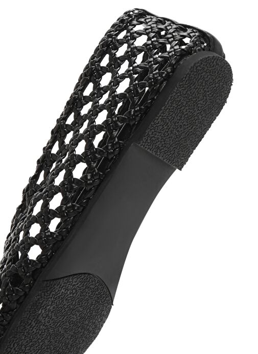 Kadın Siyah Örgülü Babet 25SFD443629 - Görsel 9