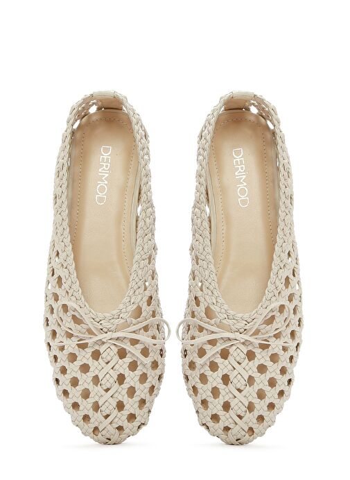 Kadın Krem Örgülü Babet 25SFD443629 - Görsel 8