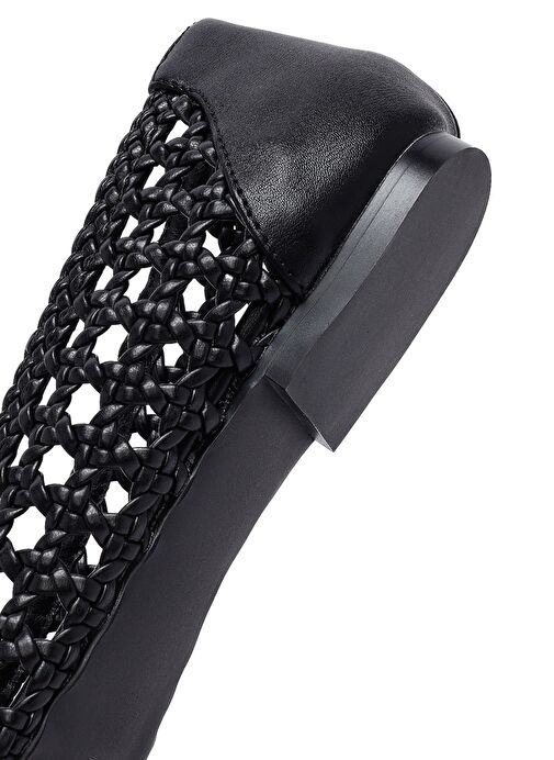 Kadın Siyah Örgülü Babet 25SFD443729 - Görsel 9