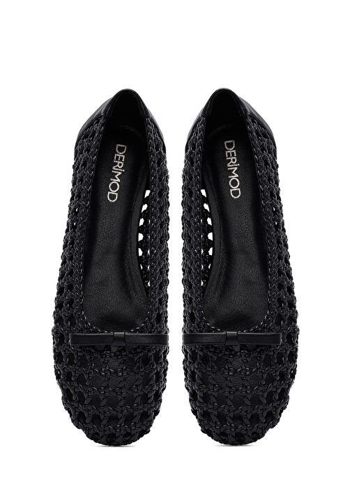 Kadın Siyah Örgülü Babet 25SFD443729 - Görsel 8