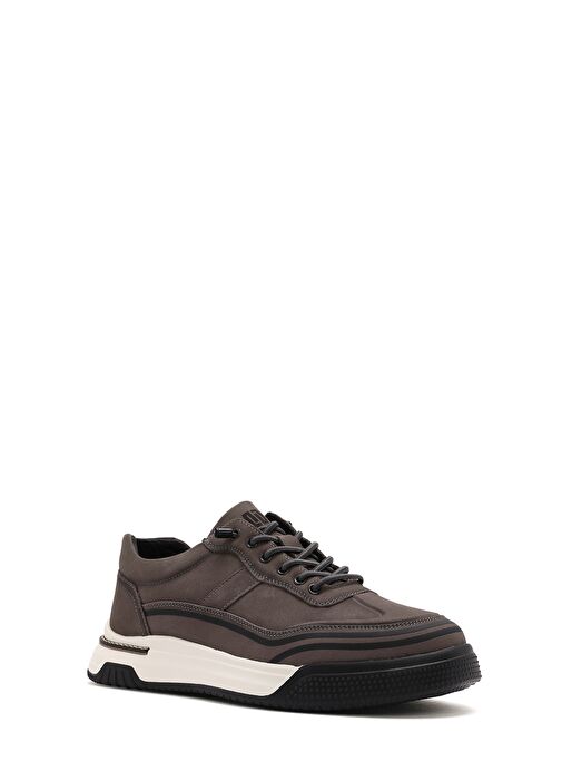 Erkek Gri Bağcıklı Kalın Tabanlı Nubuk Deri Sneaker 25SFD6935V3 - Görsel 7