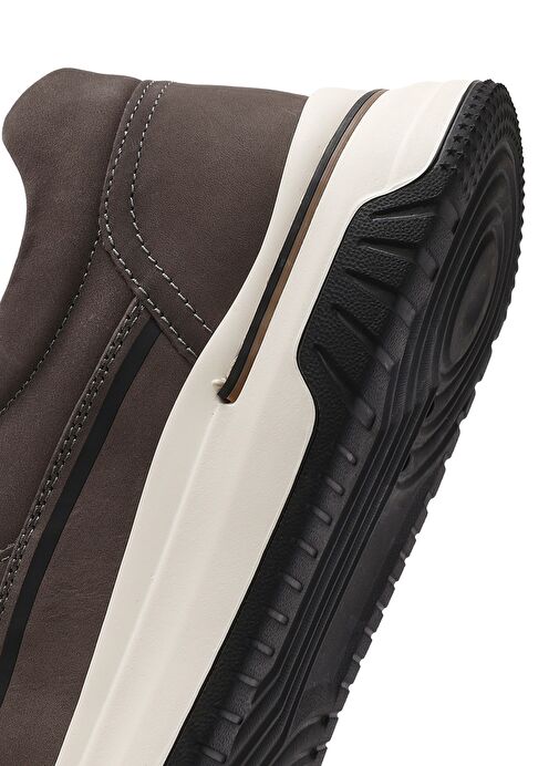Erkek Gri Bağcıklı Kalın Tabanlı Nubuk Deri Sneaker 25SFD6935V3 - Görsel 9