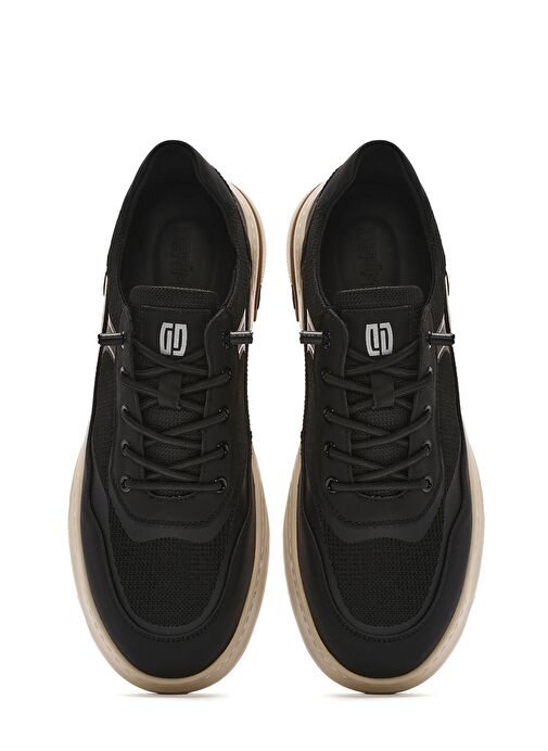 Erkek Siyah Bağcıklı Deri Sneaker 25SFD693714 - Görsel 8