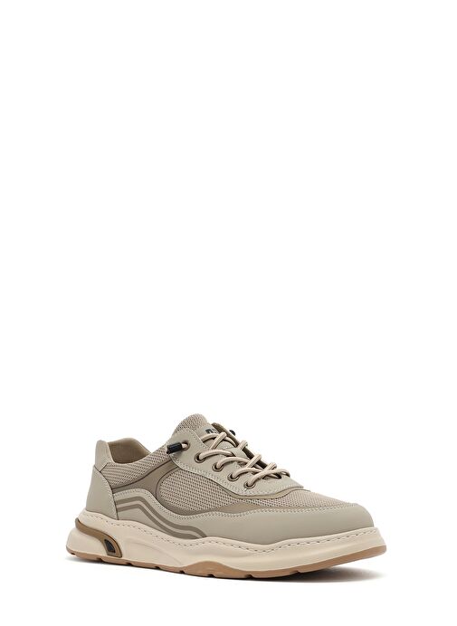Erkek Bej Bağcıklı Deri Sneaker 25SFD693714 - Görsel 7