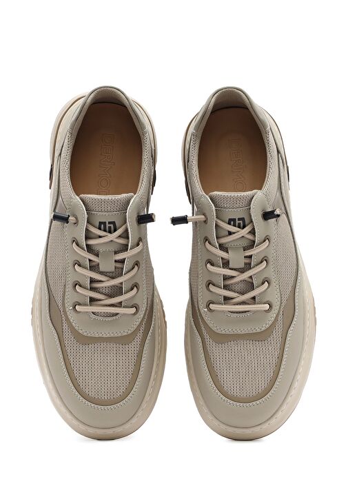 Erkek Bej Bağcıklı Deri Sneaker 25SFD693714 - Görsel 8