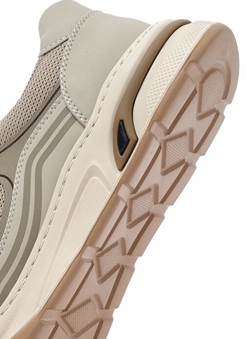 Erkek Bej Bağcıklı Deri Sneaker 25SFD693714 - Görsel 9