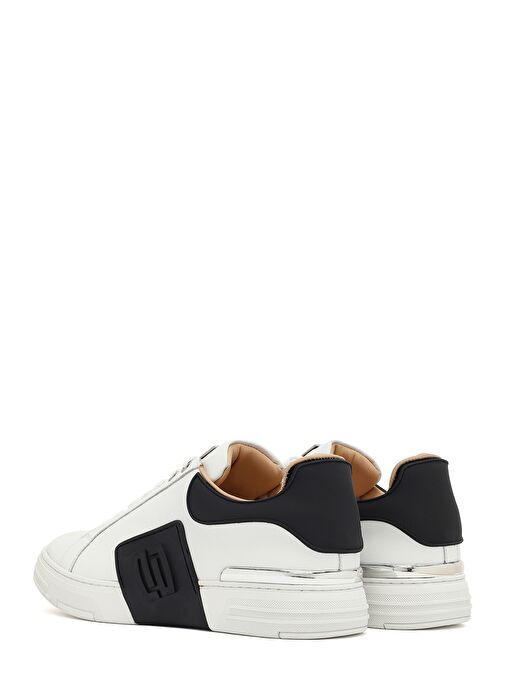 Erkek Beyaz Bağcıklı Kalın Tabanlı Deri Sneaker 25SFD694318 - Görsel 6
