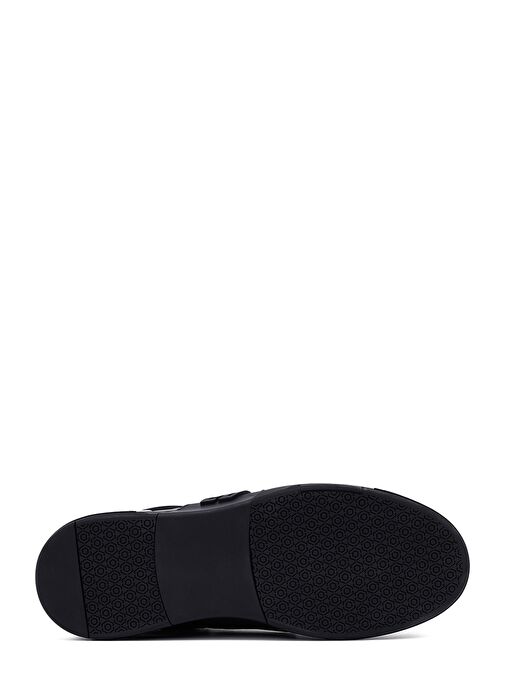 Erkek Siyah Bağcıklı Kalın Tabanlı Deri Sneaker 25SFD694318 - Görsel 5