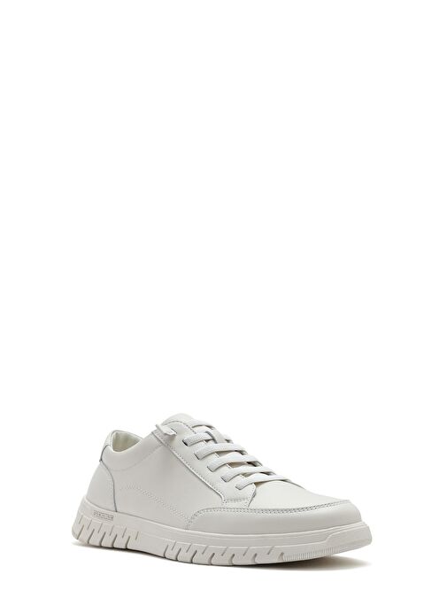 Erkek Beyaz Bağcıklı Deri Sneaker 25SFD694918 - Görsel 7